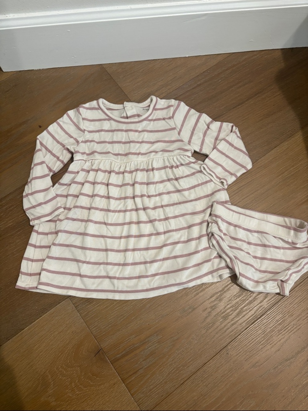 Angel Dear Cream & Dusty Rose purple Striped Baby Top and bloomers